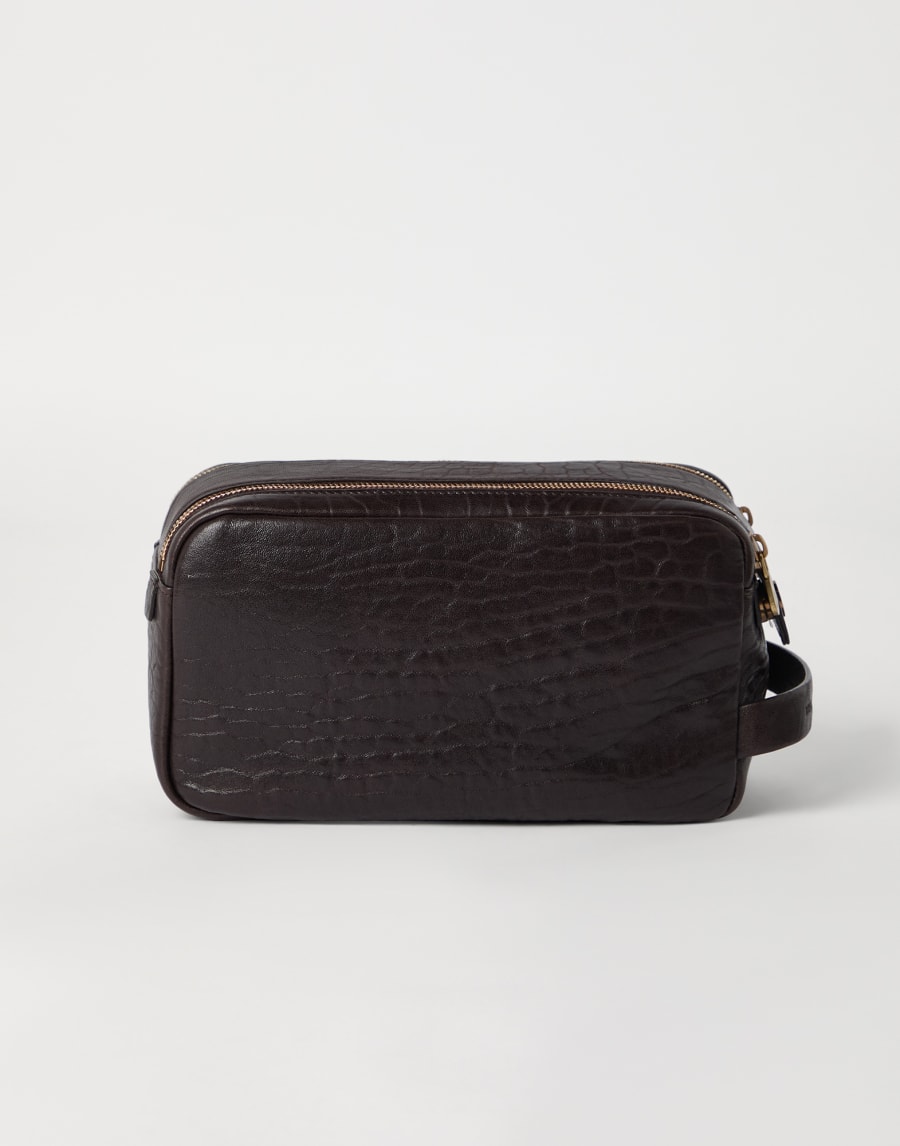 Grain leather beauty case Brown Man - Brunello Cucinelli