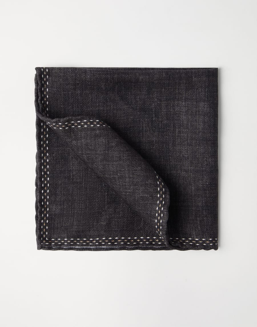 Silk pocket square Anthracite Man - Brunello Cucinelli