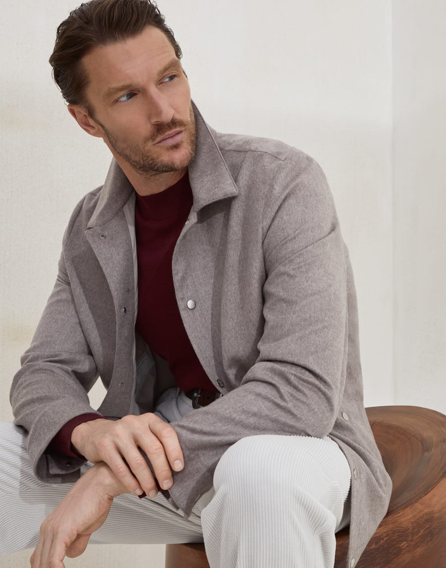 Куртка в рубашечном стиле Древесная Кора Мужчина - Brunello Cucinelli