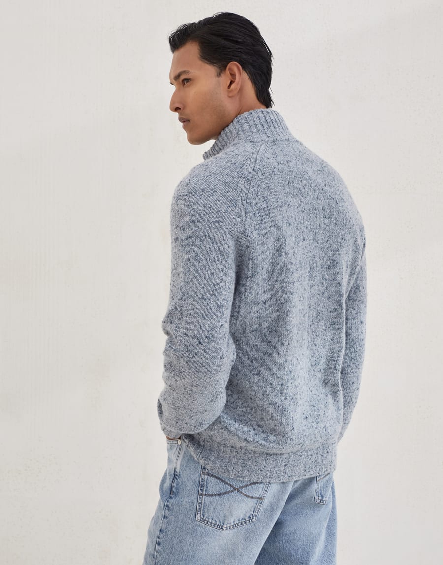 Zip-front cardigan Light Blue Denim Man - Brunello Cucinelli