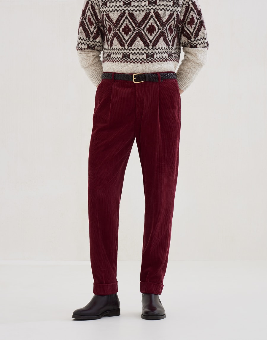 Garment-dyed trousers Purple-Red Man - Brunello Cucinelli