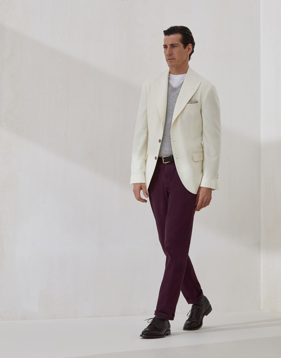 Blazer with large peak lapel Panama Man - Brunello Cucinelli