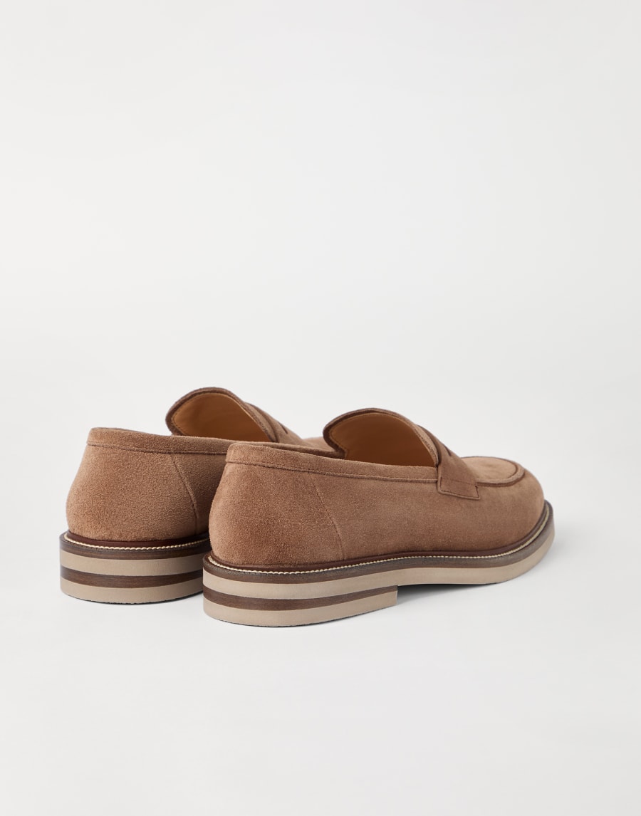 Penny-Loafer aus Veloursleder Haselnuss Herren - Brunello Cucinelli