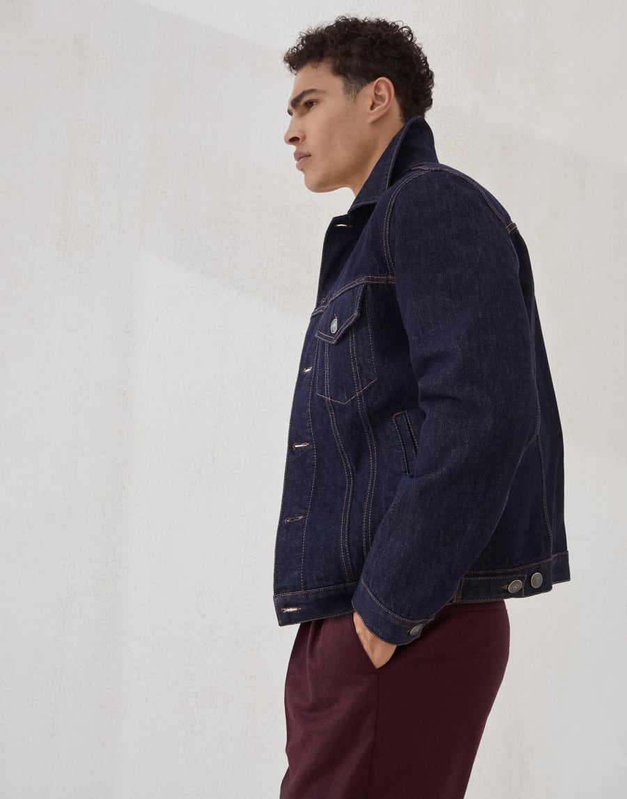 四口袋式短夹克 深牛仔色 男款 - Brunello Cucinelli
