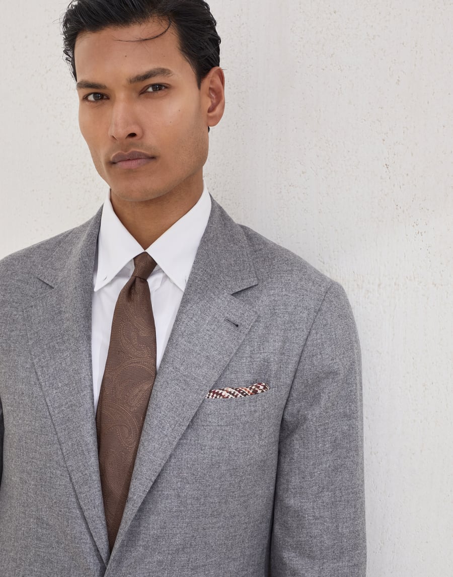 Prince of Wales pocket square Brown Man - Brunello Cucinelli