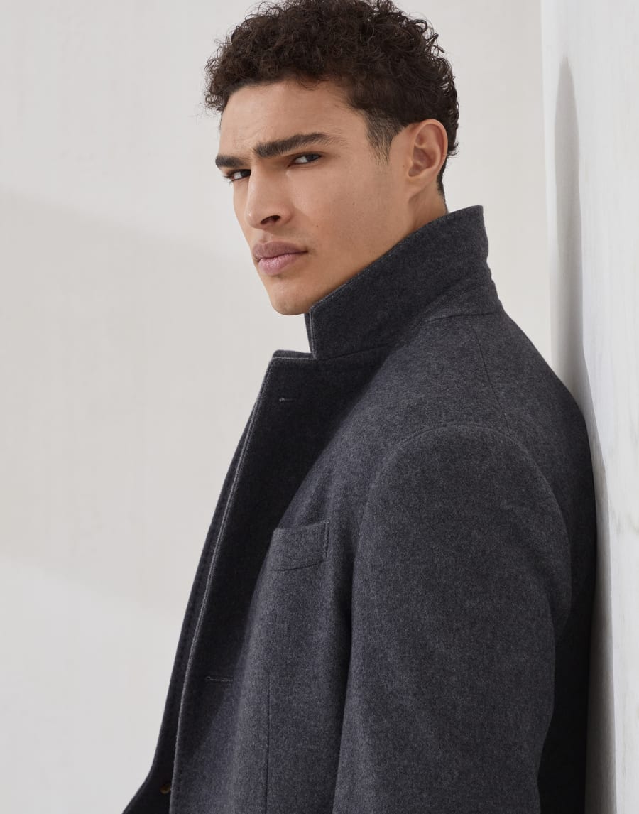 布料外套大衣 炮铜灰色 男款 - Brunello Cucinelli