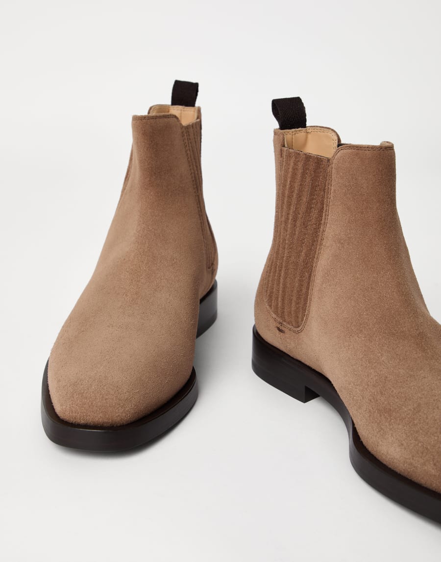 Suede Chelsea boots Chestnut Man - Brunello Cucinelli