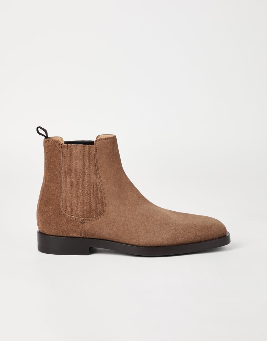 Suede Chelsea boots Chestnut Man - Brunello Cucinelli