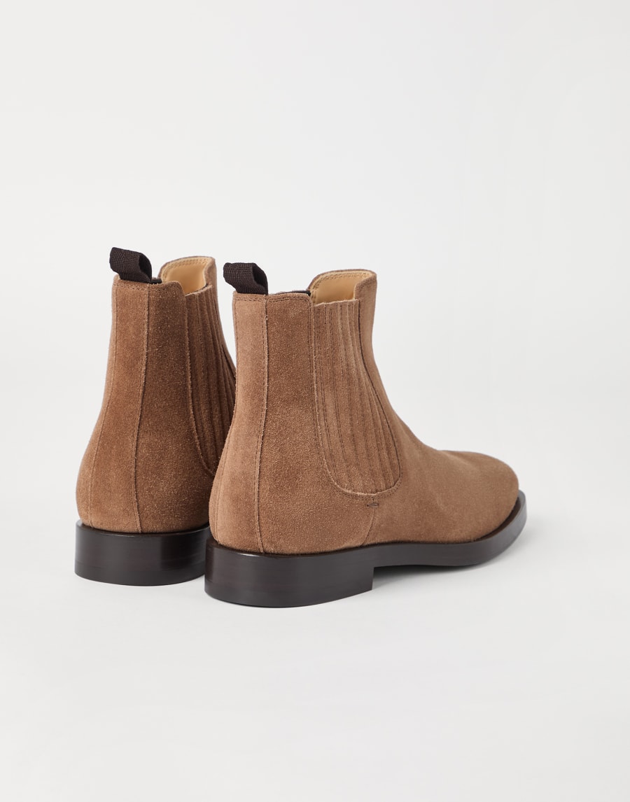 Suede Chelsea boots Chestnut Man - Brunello Cucinelli