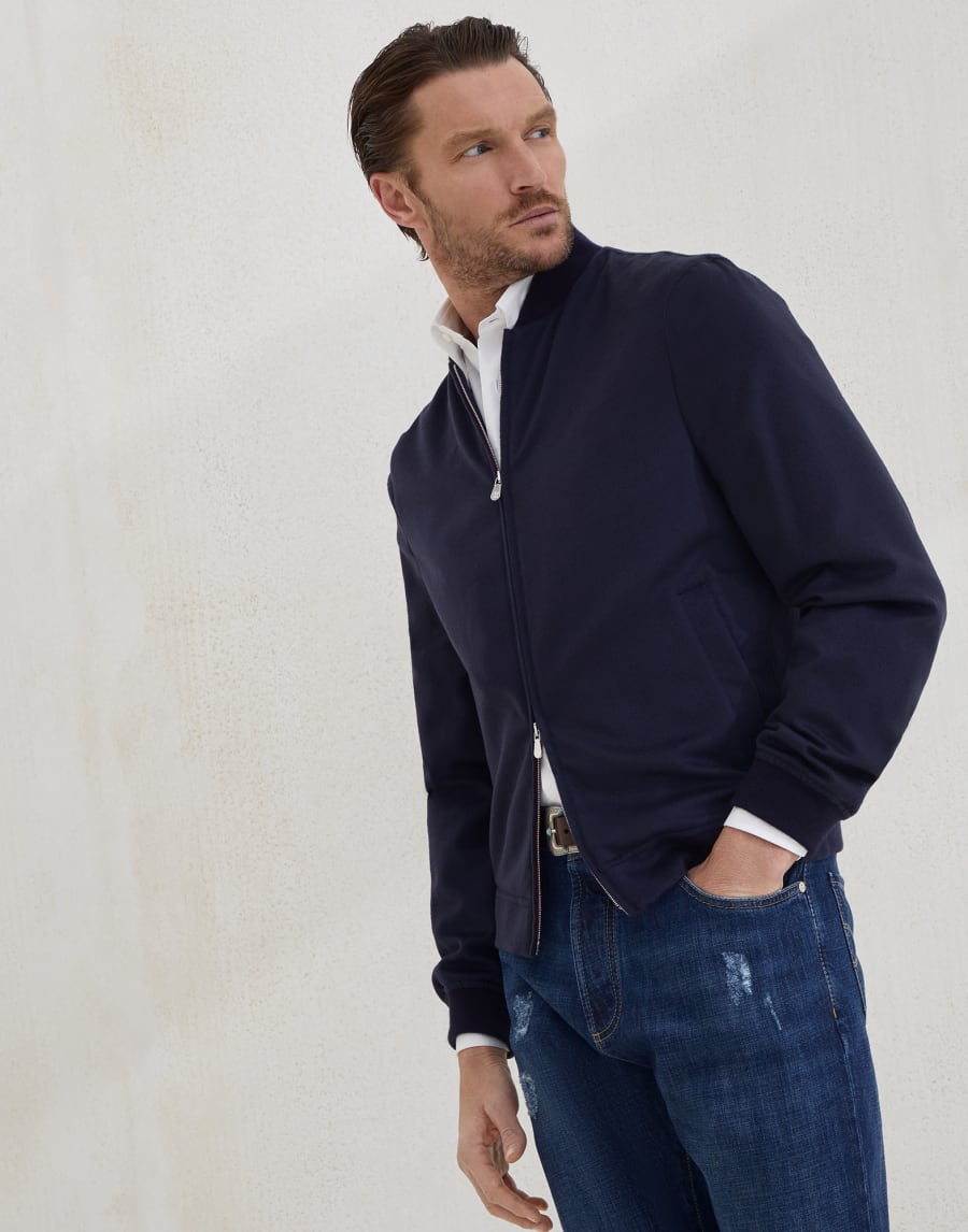 Cashmere bomber Avio Blue Man - Brunello Cucinelli