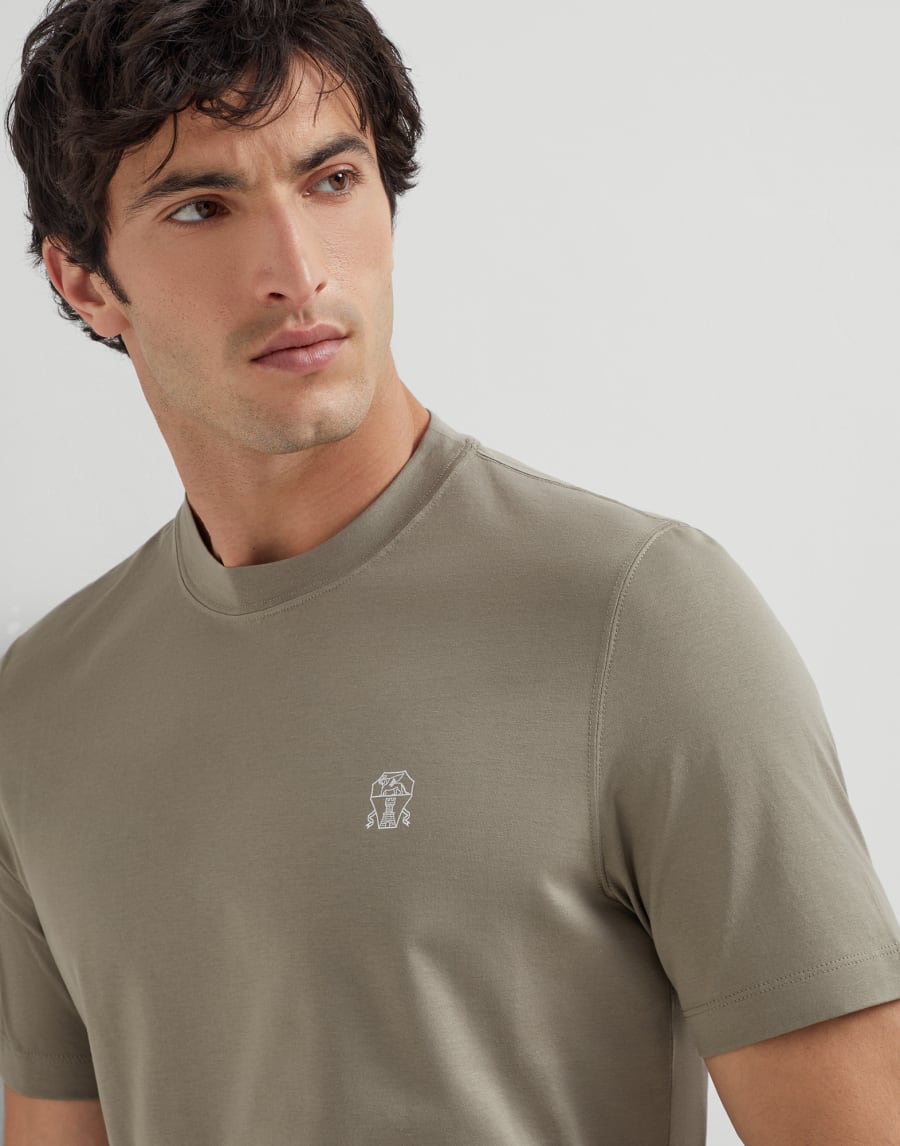 Jersey T-shirt with logo Sage Man - Brunello Cucinelli