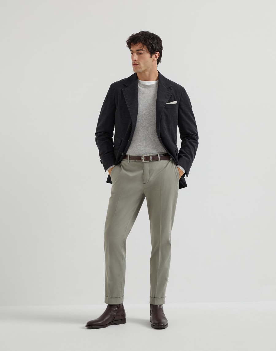 Gabardine garment dyed trousers Khaki Man - Brunello Cucinelli