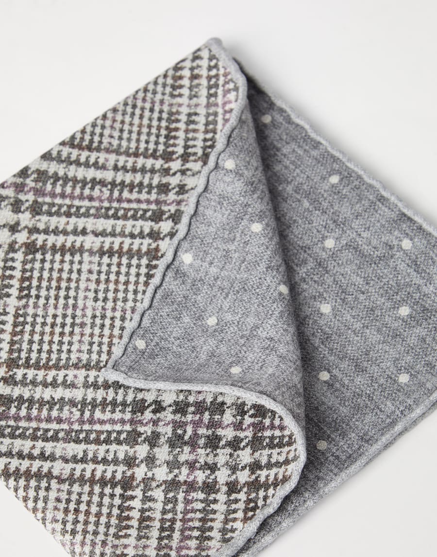 Prince of Wales pocket square Light Grey Man - Brunello Cucinelli