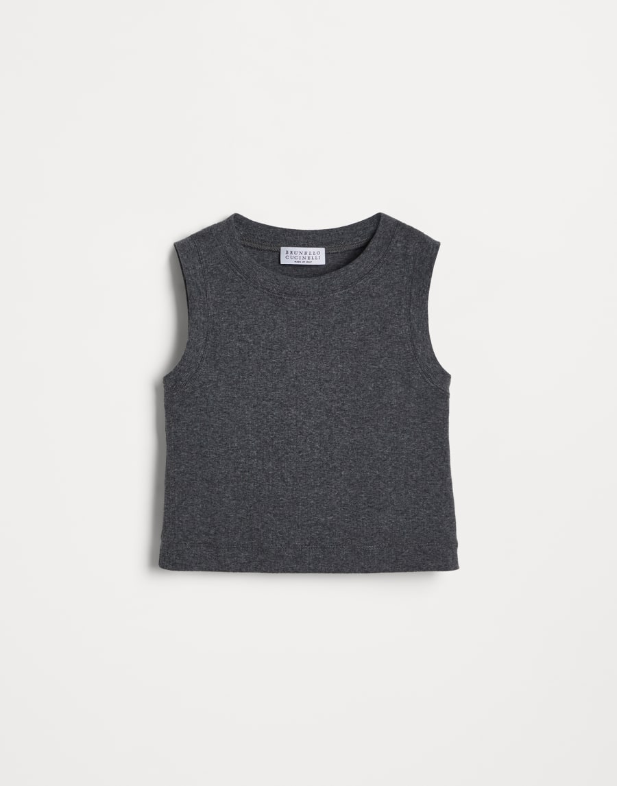 Ribbed jersey top Anthracite Girls - Brunello Cucinelli