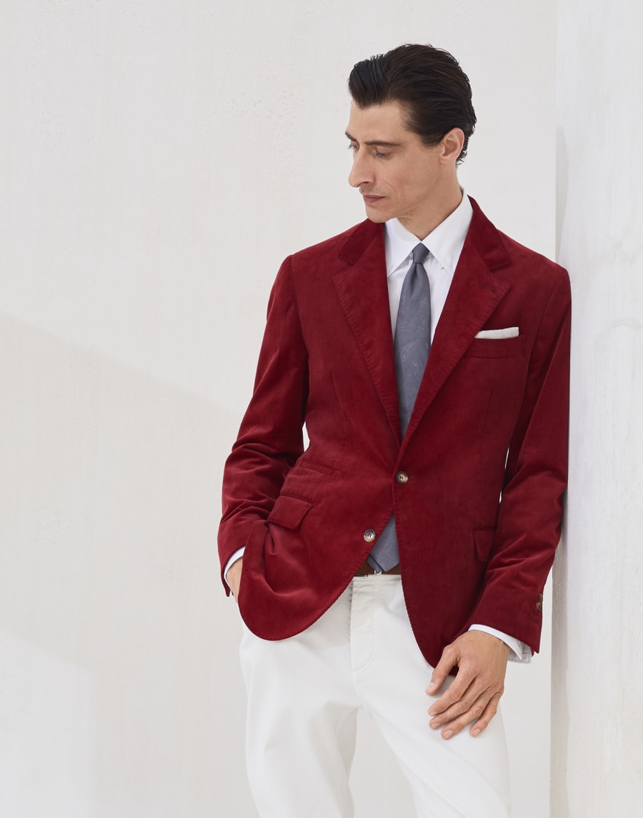 Velvet blazer Purple-Red Man - Brunello Cucinelli