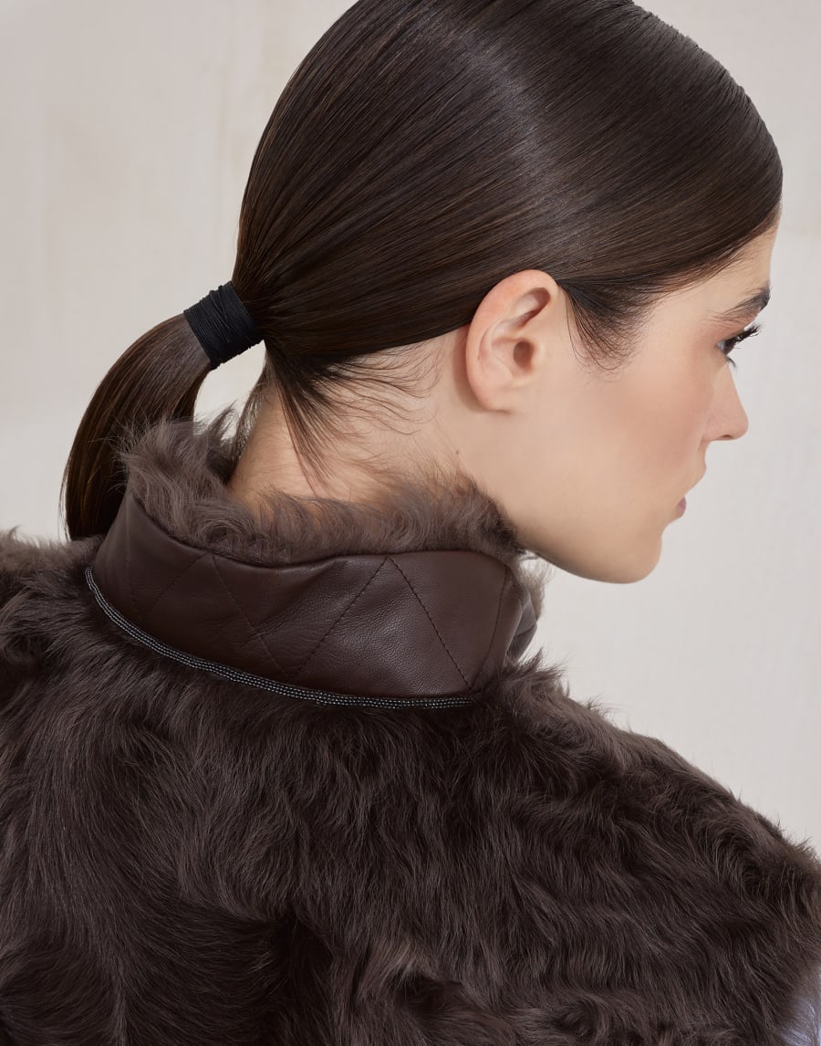 Wavy shearling vest Rust Brown Woman - Brunello Cucinelli