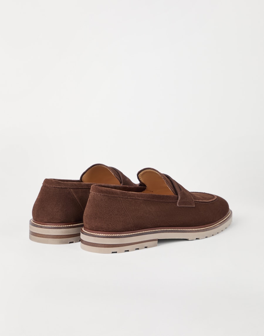 Suede Penny loafer Brown Man - Brunello Cucinelli