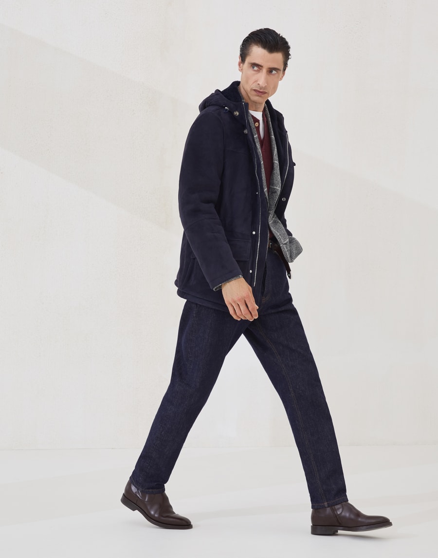 Parka in shearling Blu Navy Uomo - Brunello Cucinelli