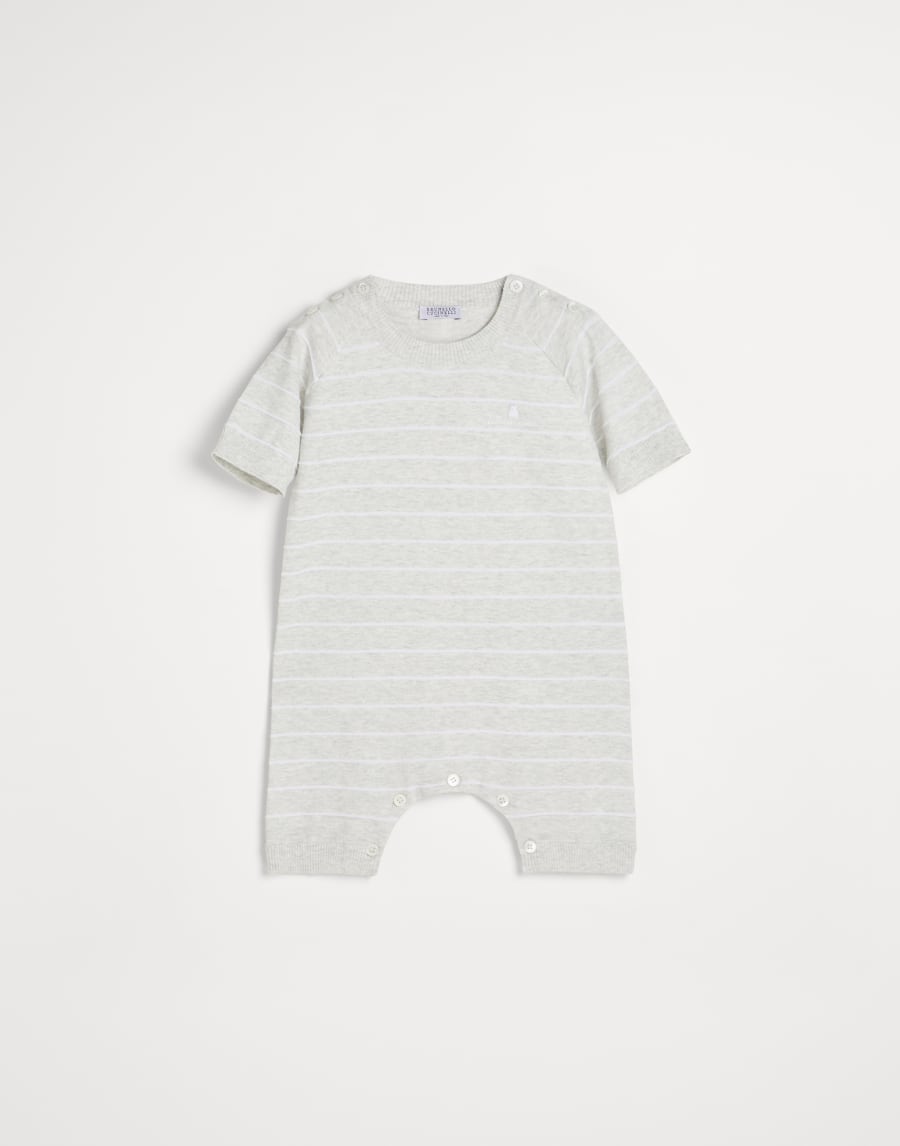 Bernie Baby striped shortall Light Grey Baby - Brunello Cucinelli