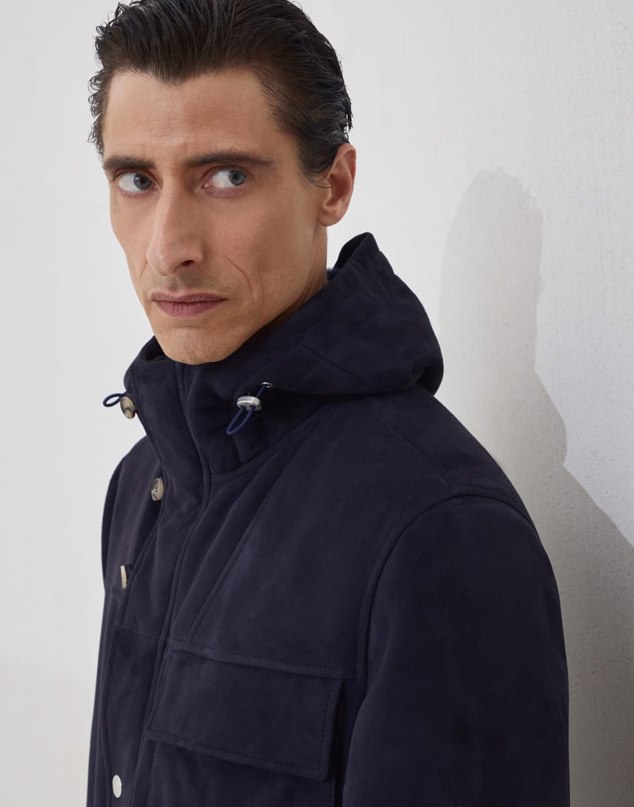 Shearling parka Navy Blue Man - Brunello Cucinelli