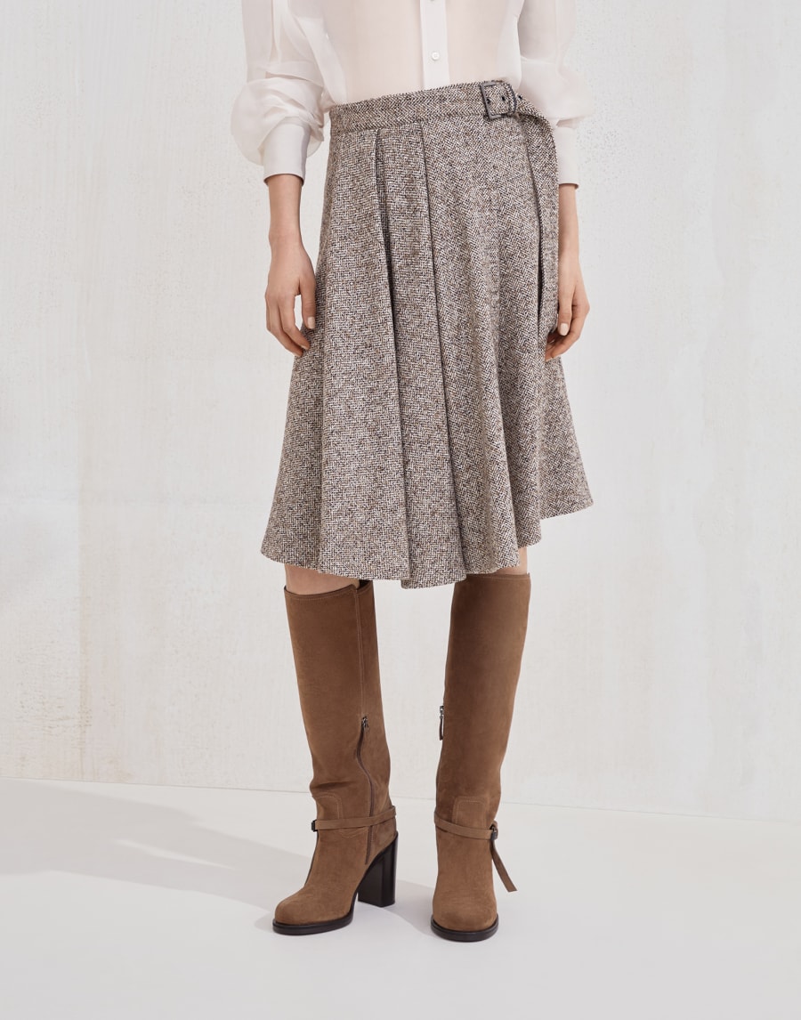 Юбка Kilt из твидовой ткани в елочку Веревка Женщина - Brunello Cucinelli