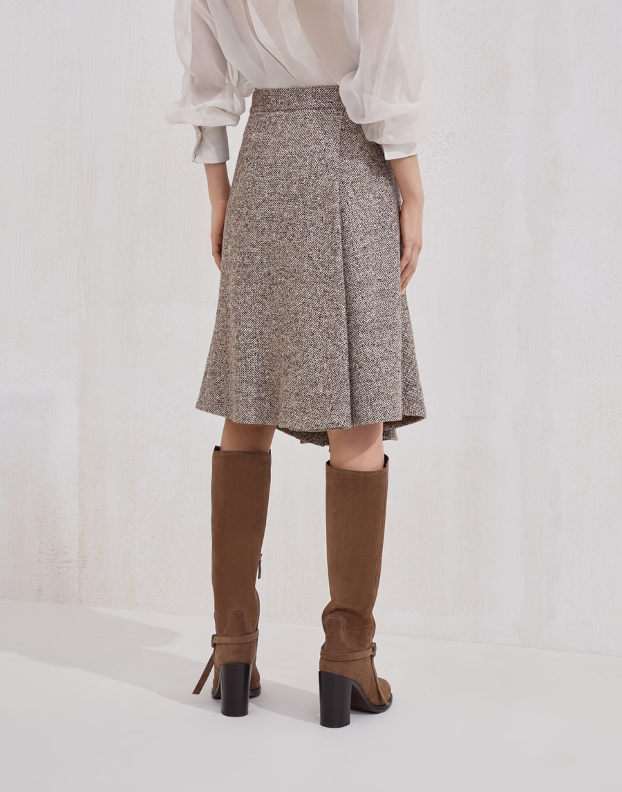 Юбка Kilt из твидовой ткани в елочку Веревка Женщина - Brunello Cucinelli