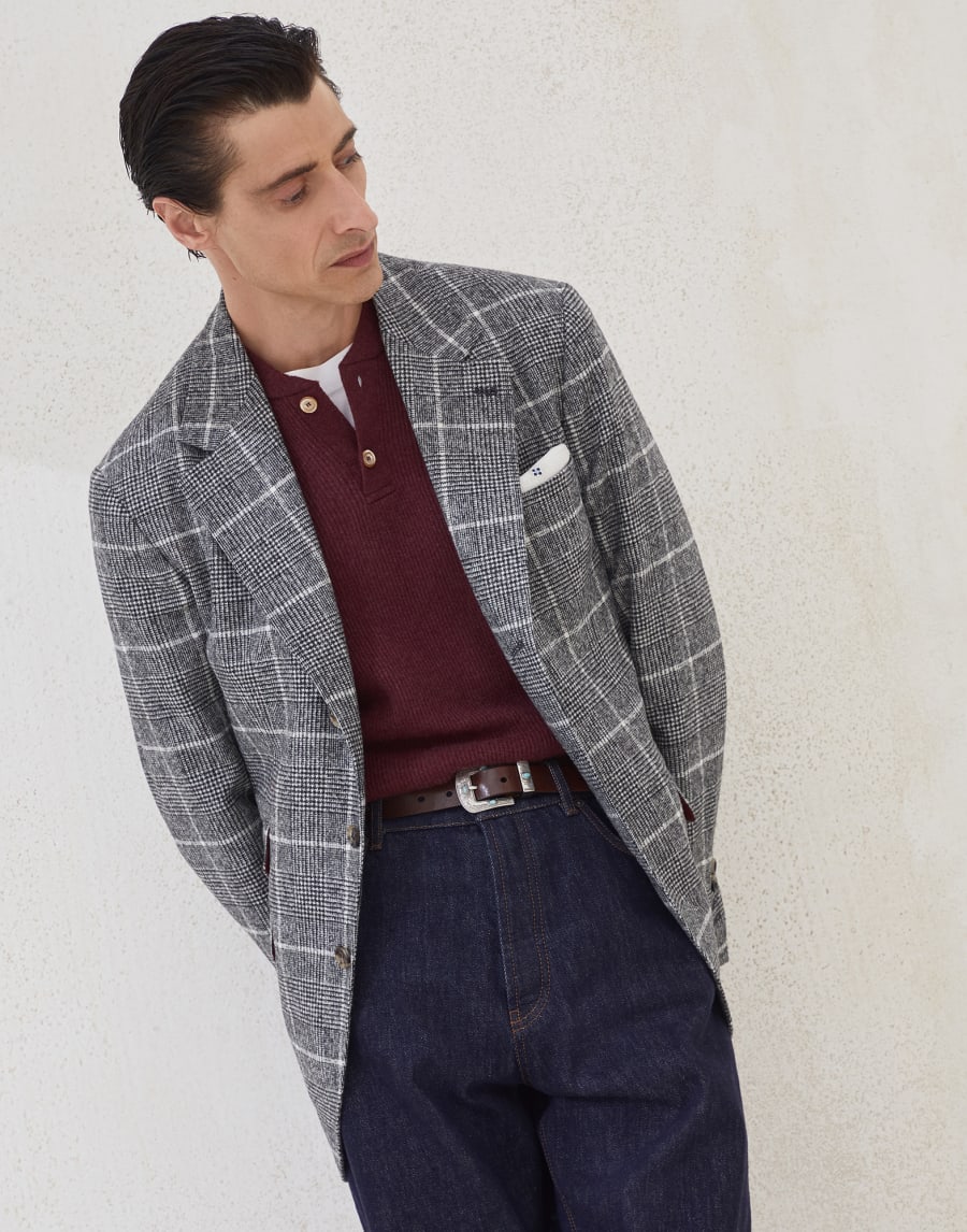 Maglia a costa inglese Amaranto Uomo - Brunello Cucinelli