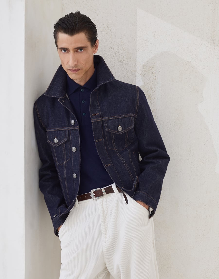 Polo-style sweater Navy Blue Man - Brunello Cucinelli