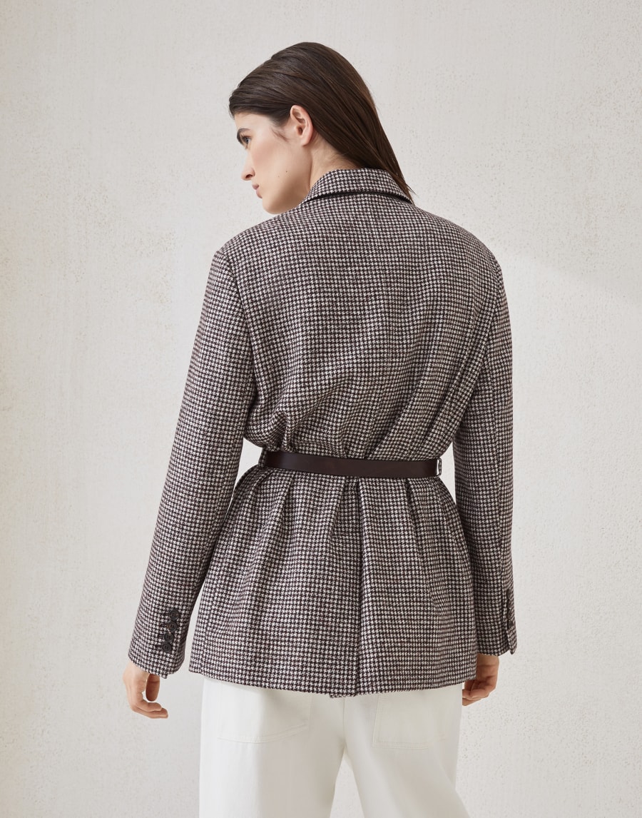 Houndstooth blazer with monili Multicoloured Woman - Brunello Cucinelli