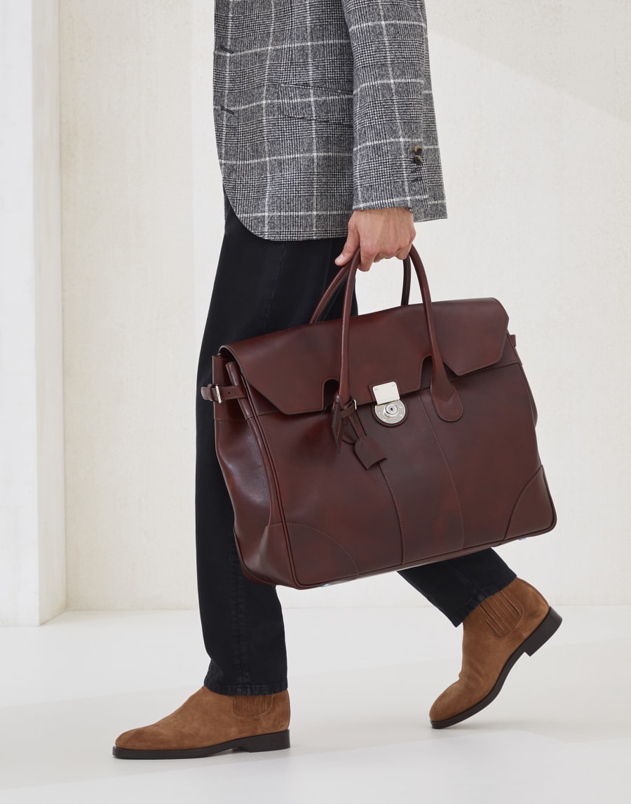Calfskin bag Burgundy Man - Brunello Cucinelli