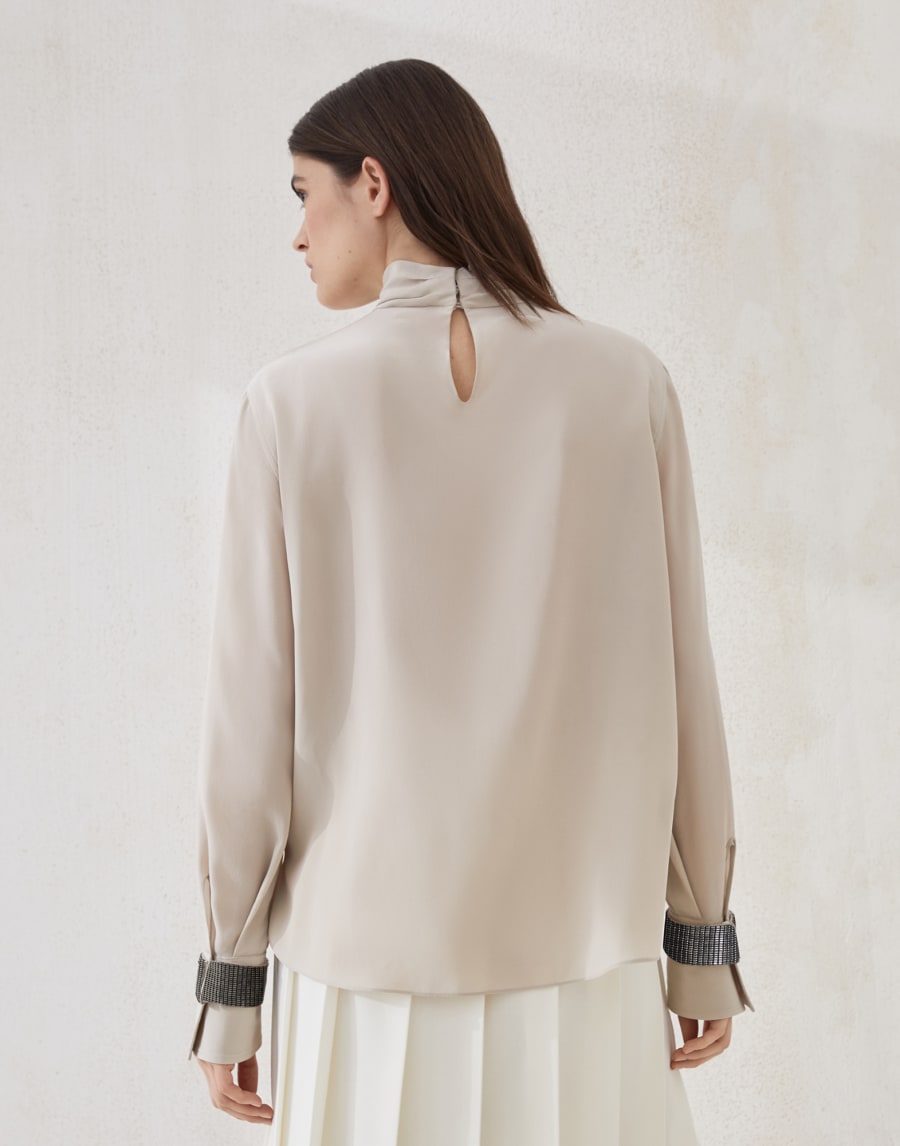 Crêpe de chine T-shirt Cool Beige Woman - Brunello Cucinelli