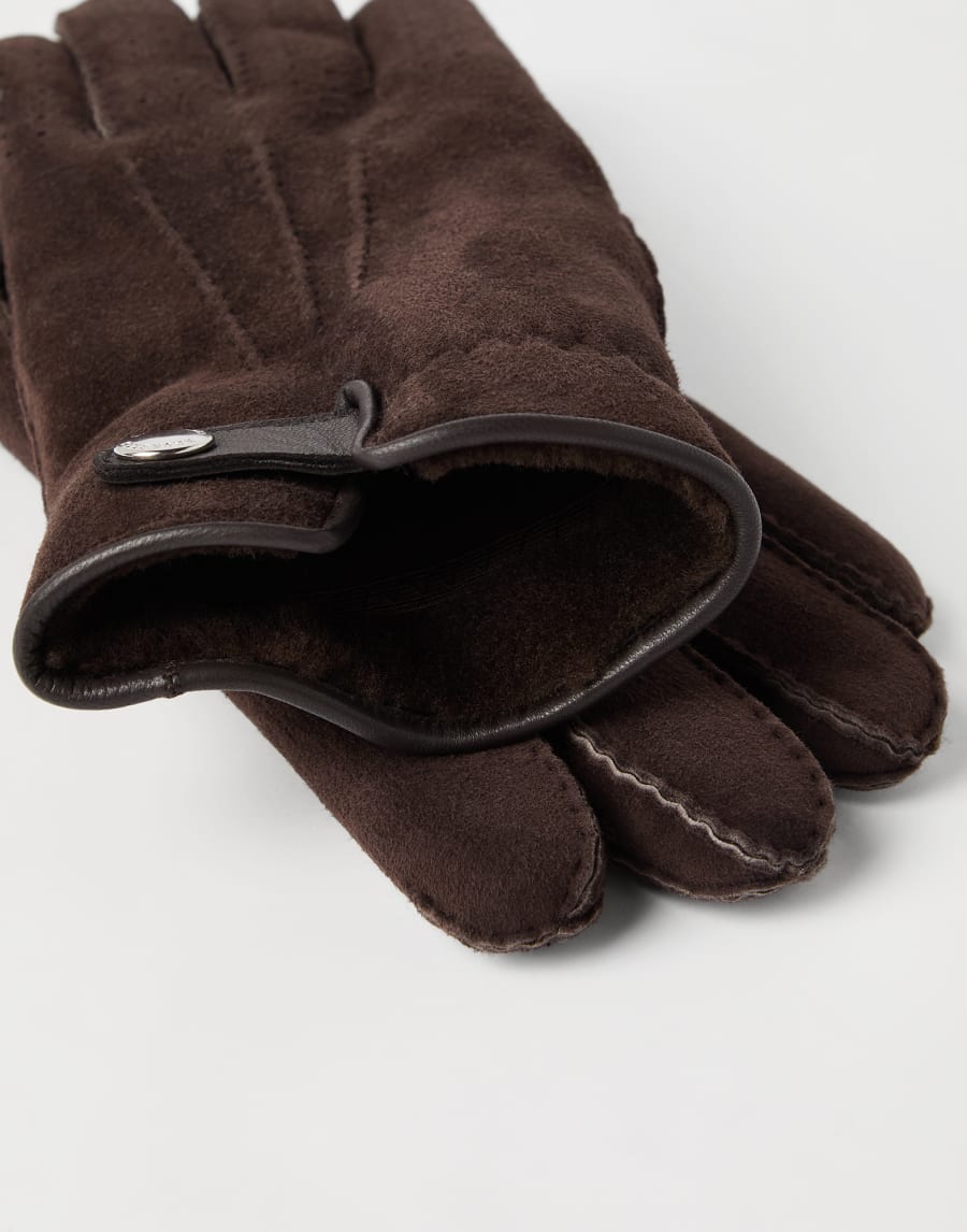 Shearling gloves Brown Man - Brunello Cucinelli