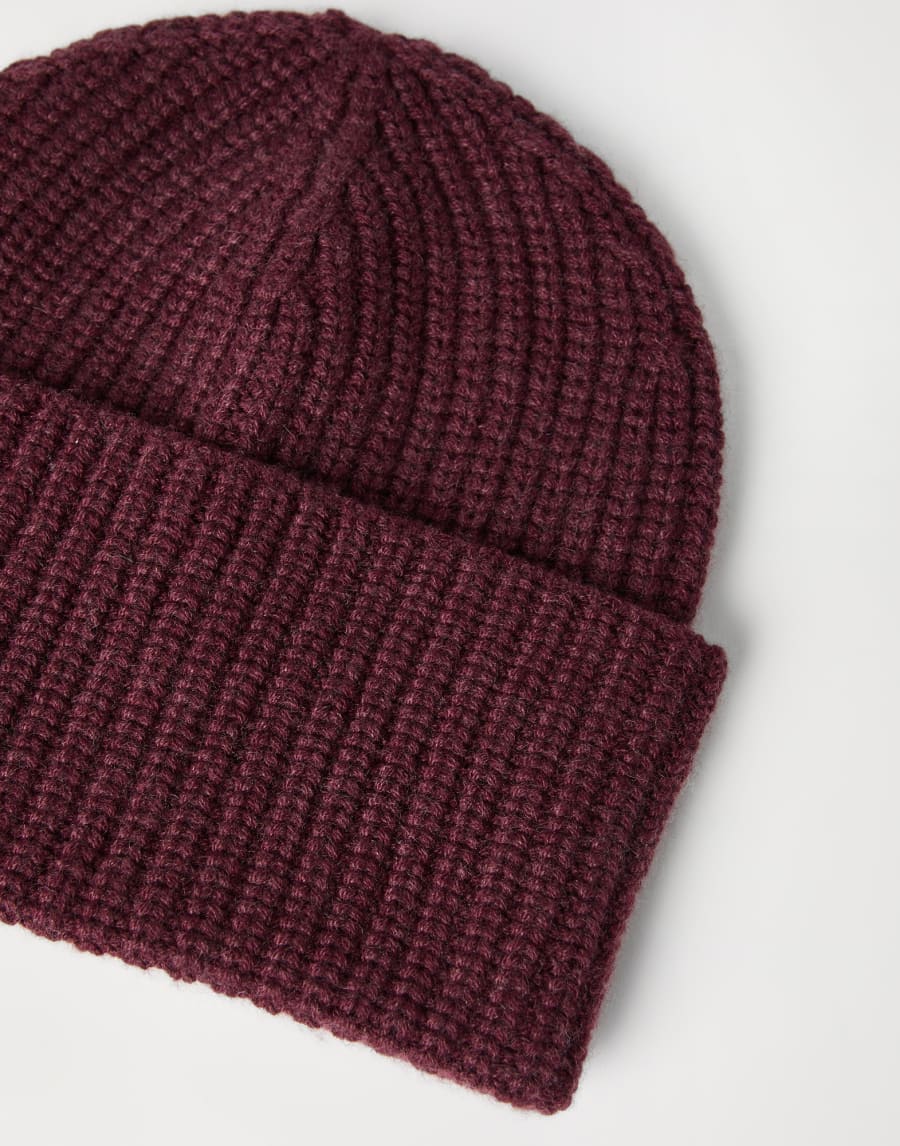 Cashmere rib knit beanie Purple Man - Brunello Cucinelli
