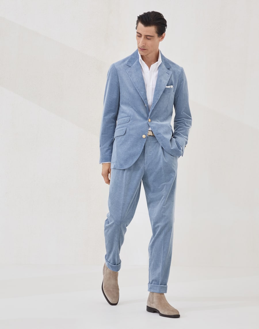 威尔士格纹西装套装 牛仔蓝 男款 - Brunello Cucinelli