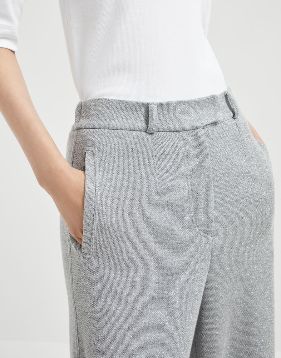 Sparkling piqué trousers Silver Woman - Brunello Cucinelli