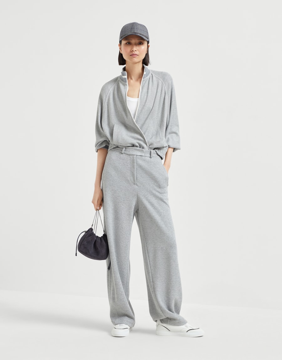 Sparkling piqué trousers Silver Woman - Brunello Cucinelli
