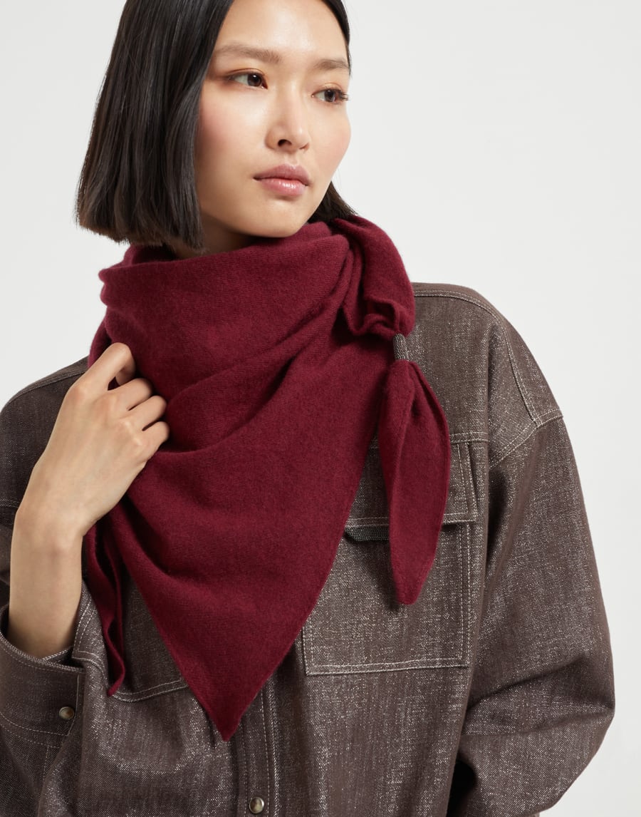 Scarf with monili Amaranth Woman - Brunello Cucinelli