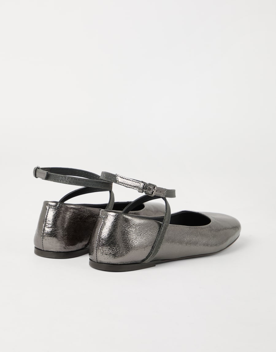 Lamé grained calfskin flats Silver Woman - Brunello Cucinelli