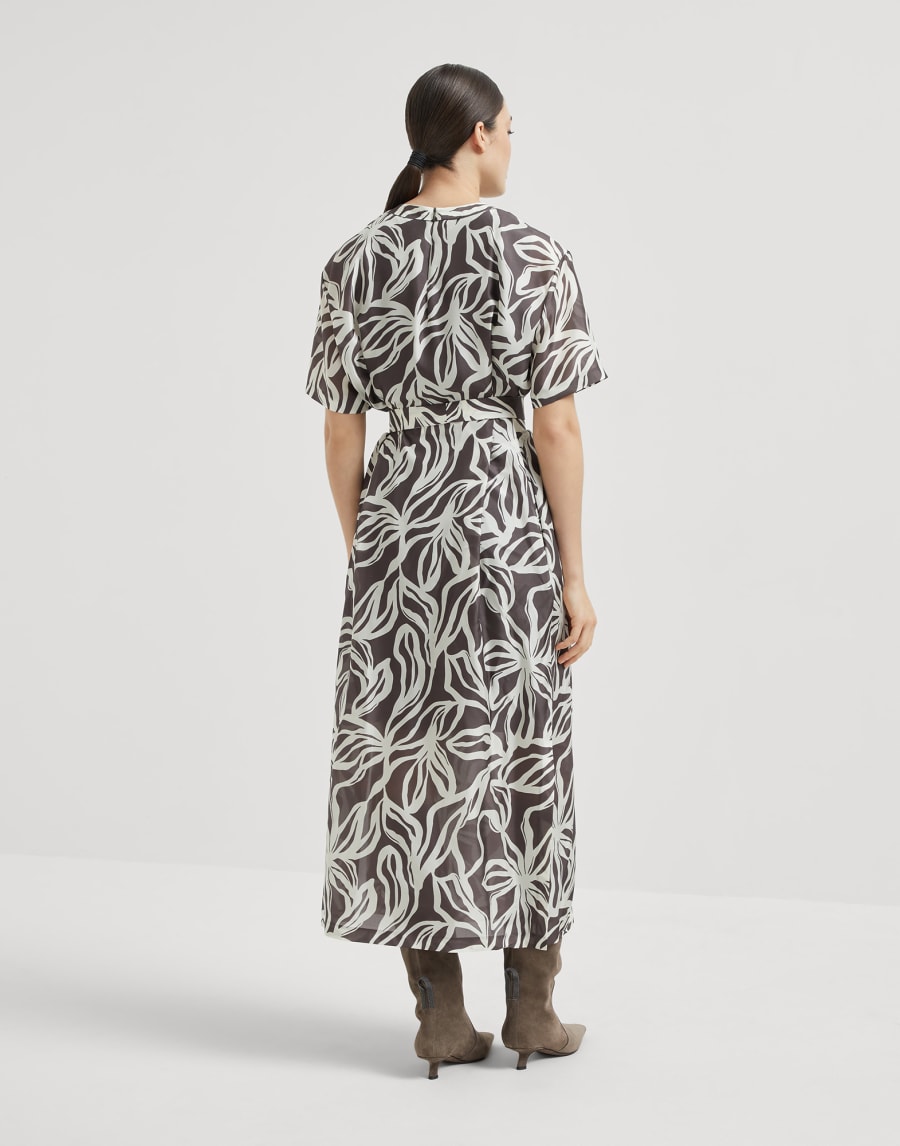 Floral print dress with monili Multicoloured Woman - Brunello Cucinelli