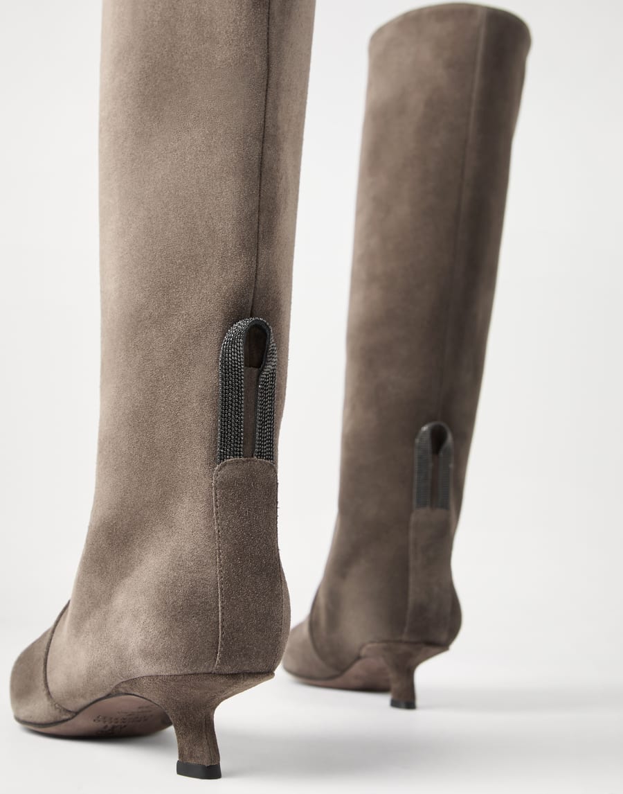 Bottines City en daim ornées de Monile Marron Femme - Brunello Cucinelli
