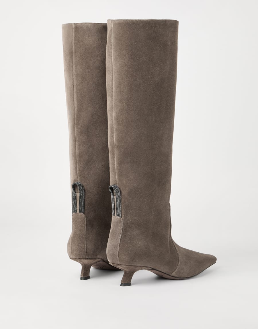Bottines City en daim ornées de Monile Marron Femme - Brunello Cucinelli