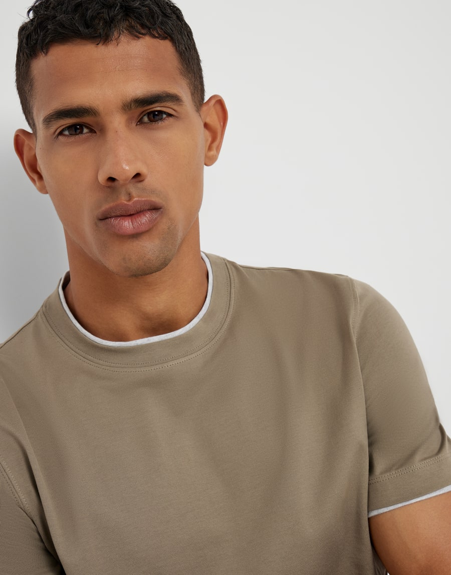 T-shirt with faux-layering Sage Man - Brunello Cucinelli