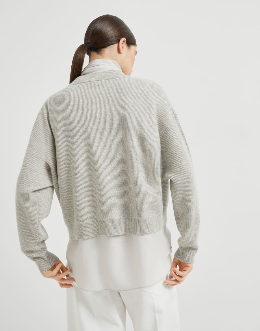 Cashmere sweater with blouse Grey Woman - Brunello Cucinelli