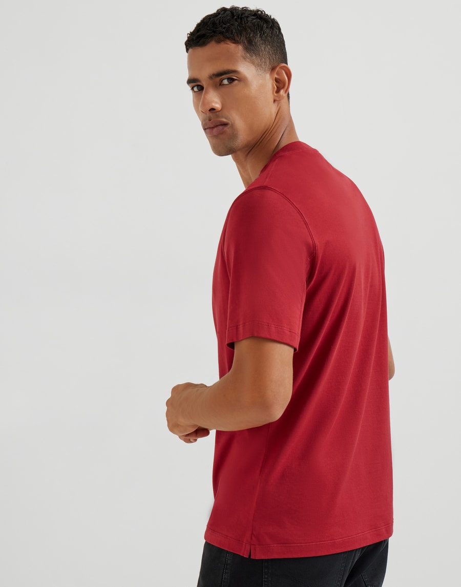 Jersey T-shirt with logo Amaranth Man - Brunello Cucinelli