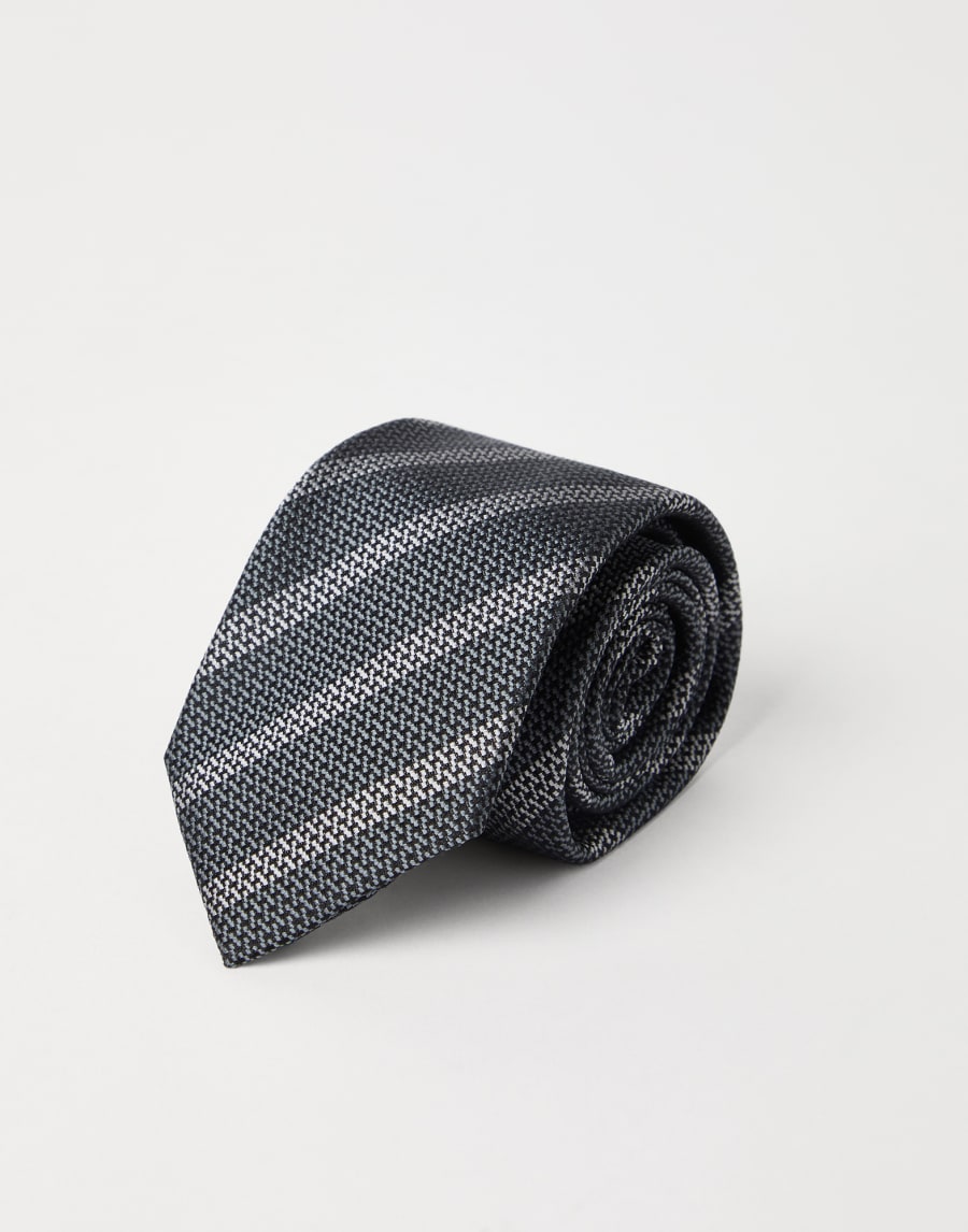 Striped silk necktie Medium Grey Man - Brunello Cucinelli