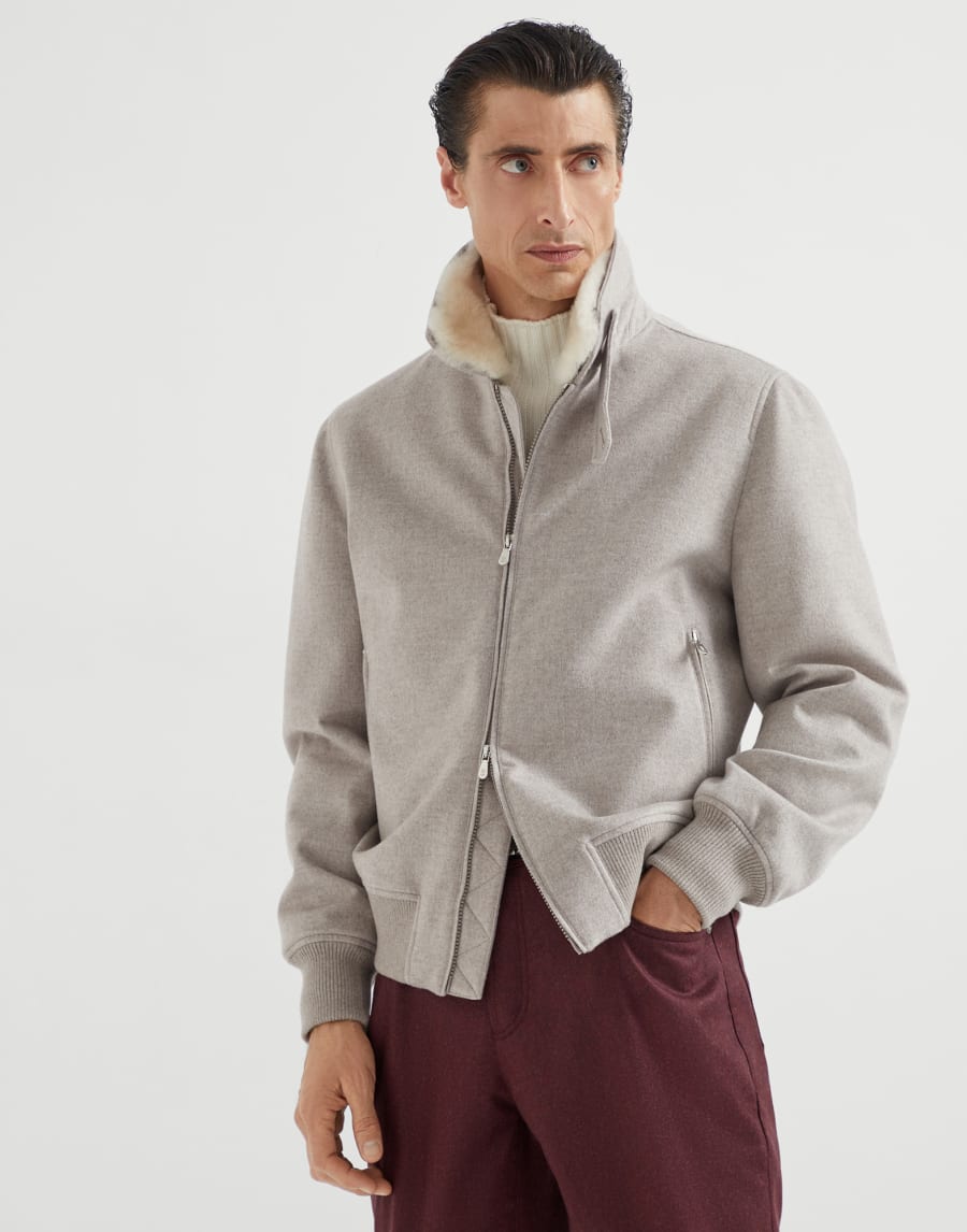 Cashmere beaver bomber jacket Bark Man - Brunello Cucinelli