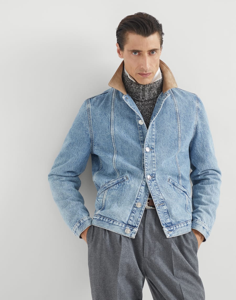 牛仔布短夹克 很浅色的牛仔布 男款 - Brunello Cucinelli