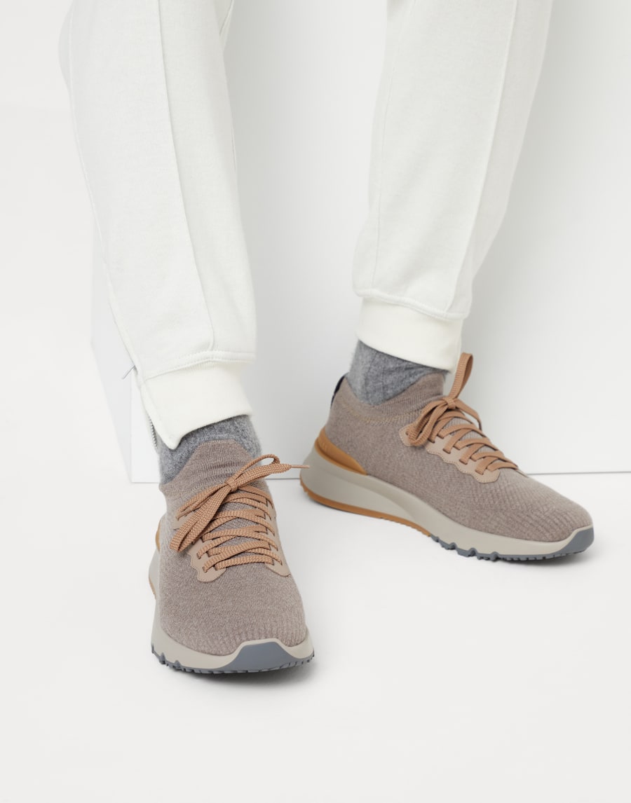Chaussures de running en maille Taupe Homme - Brunello Cucinelli