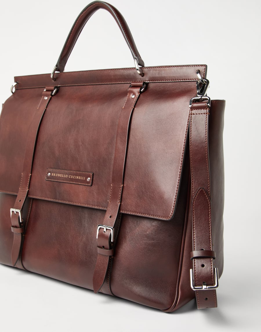 Calfskin briefcase Burgundy Man - Brunello Cucinelli