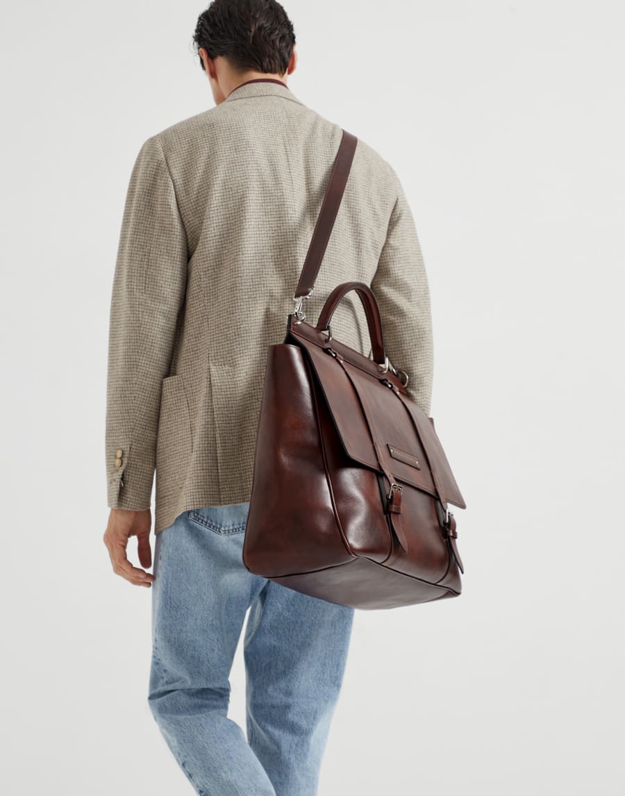 Calfskin briefcase Burgundy Man - Brunello Cucinelli